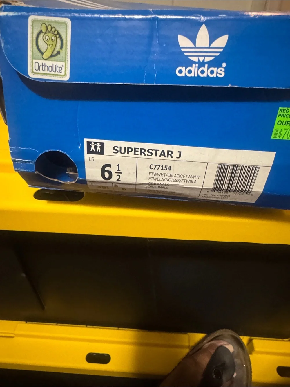 adidas Kids White Sneakers with Black Stripes and Gold Tongue Logo